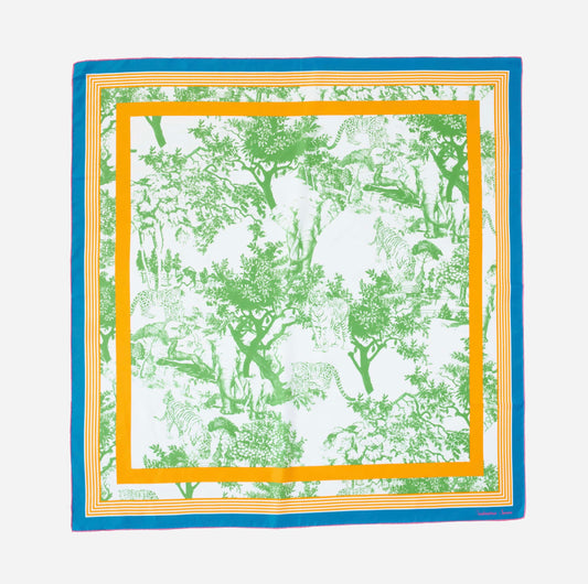 Green silk scarf “Breeze of Safari”