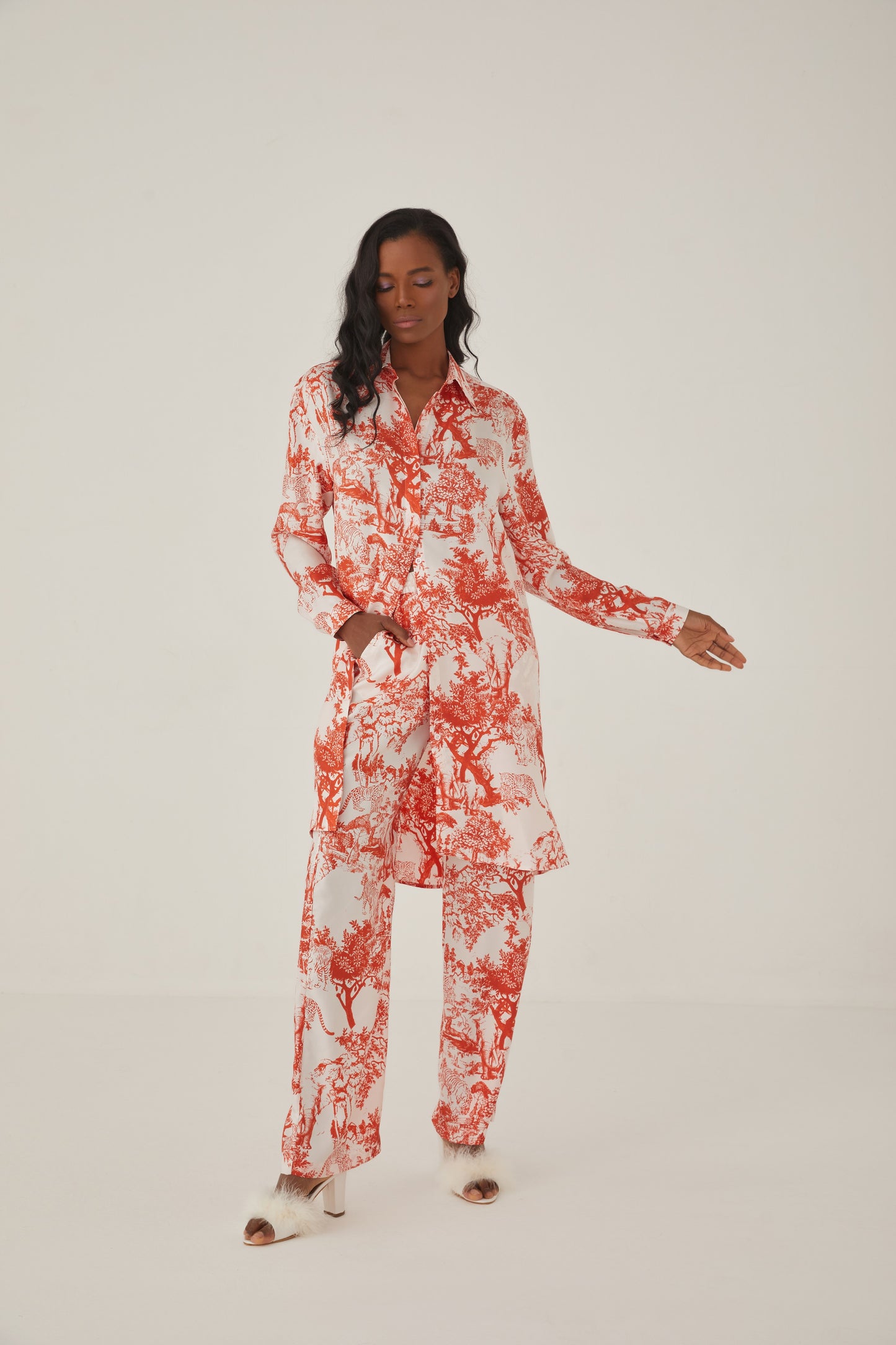 Silk Dress Shirt Red Breeze of Safari