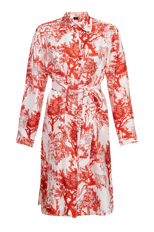 Silk Dress Shirt Red Breeze of Safari